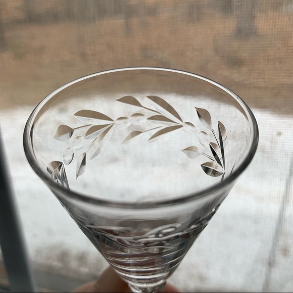 Rock Sharpe etched Leaves & Berries Etched Crystal Cordial Liquor glassses - Picture 8 of 16